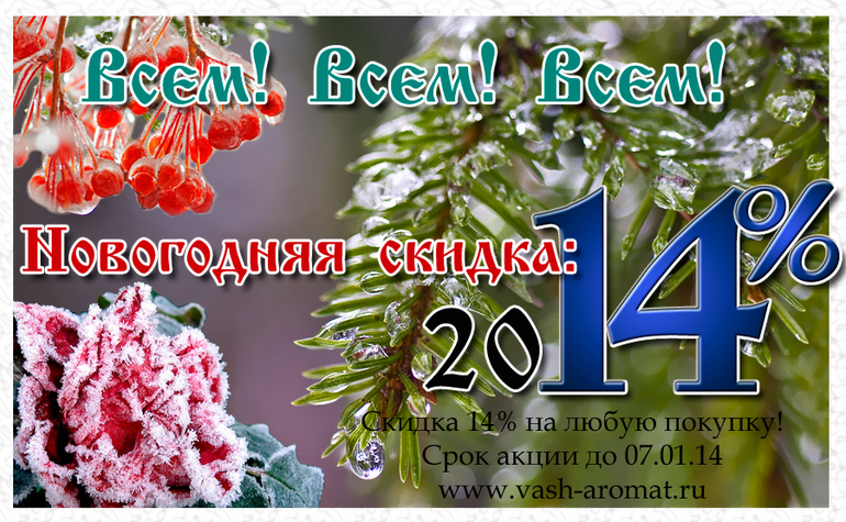 Новогодняя скидка на оригинальную парфюмерию: ВСЕМ 14%
