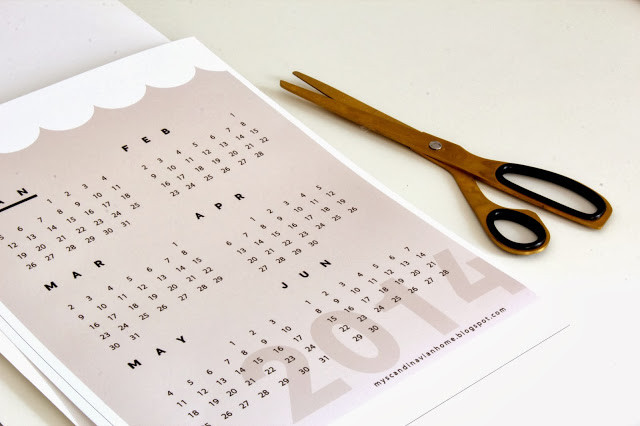 2014 calendar from My Scandinavian Home blog
