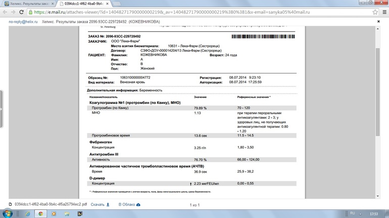 Гемостаз. Высокий д-димер.Что скажете?