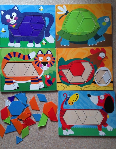 Опять досточки от Melissa & Doug: изучам формы, цвета, размеры, соотносим часть и целое