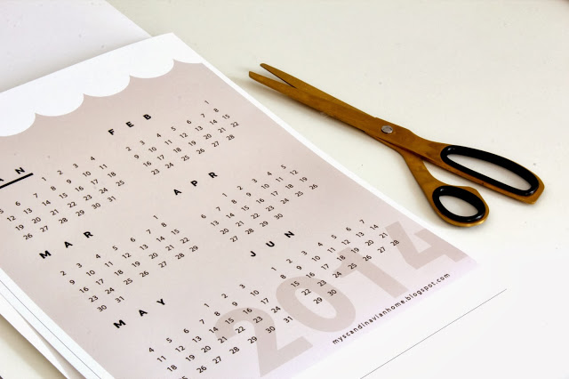 2014 calendar from My Scandinavian Home blog
