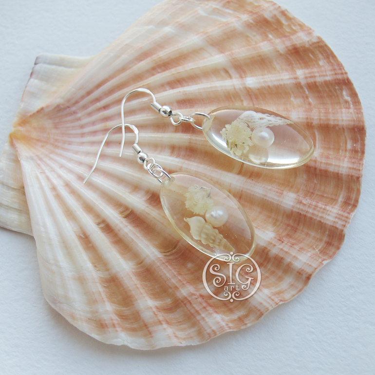 "Из сундучка русалки" - серьги с ракушками