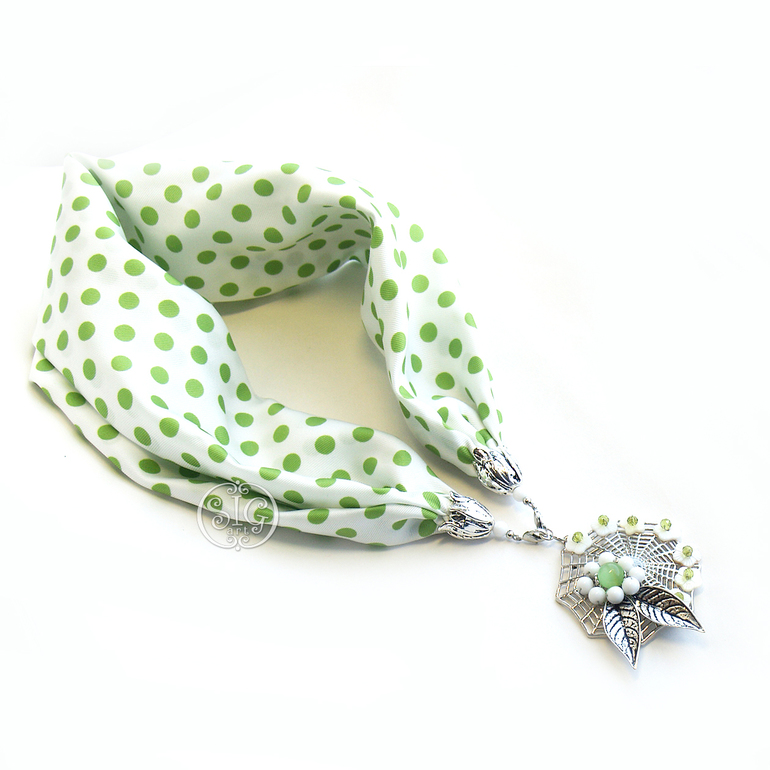 Колье-платок, браслет, серьги и кольцо "Пробуждение весны"