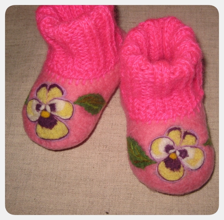 Валяный комплект "Анютины глазки"