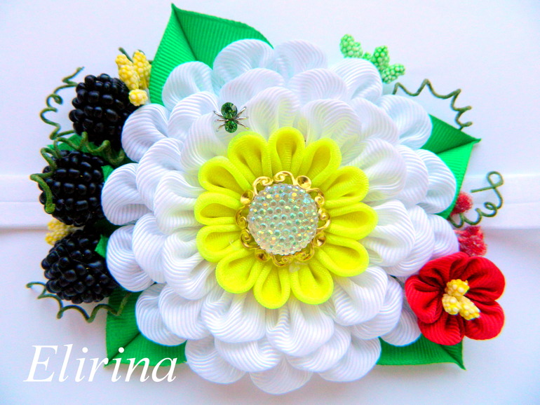 Еще один набор брошечка и повязочка с ежевичками)