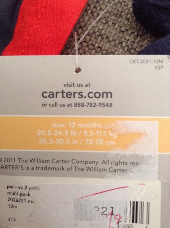 Песочники Carters рр 12 мес