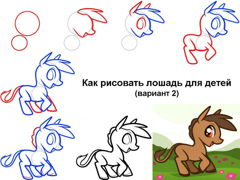 Рисуем лошадь поэтапно