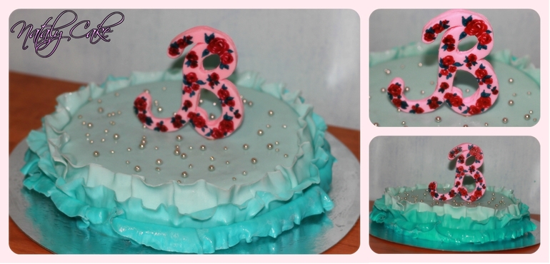 Тортик с рюшами для девочки Вики)