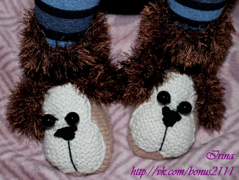 Тапочки-собачки для моего сынишки.