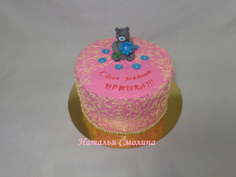 Торт с мишкой, кремовый.