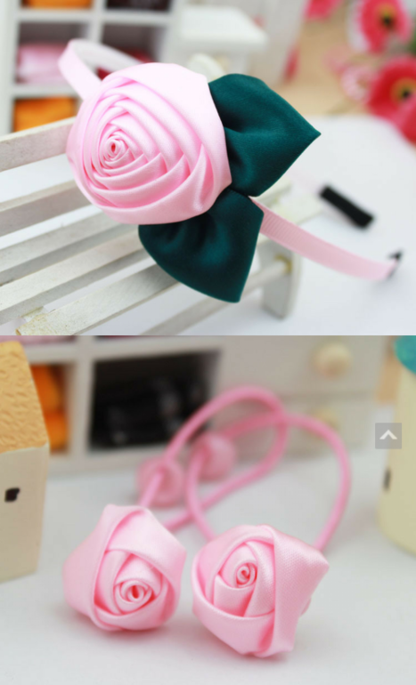 нежный атласный набор, ободок и резинки, цена 95 руб!