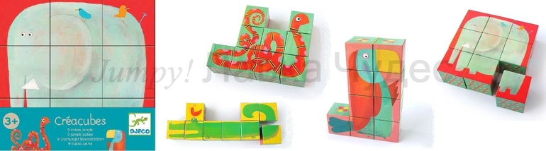 Идея с кубиками Djeco "Ферма" или "Джунгли" из 9 дет.
