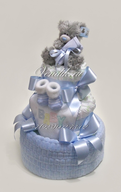 Торт из памперсов для мальчика "Беби Тедди"