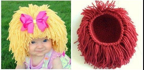 Шапочка-парик, как волосы у куклы