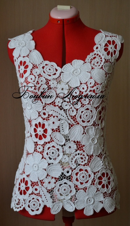 Топ крючком "Букет из белых цветов"