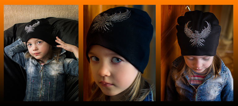 Шапочка с термонаклейкой орел, хорошо подойдет и для мальчика и для девочки!