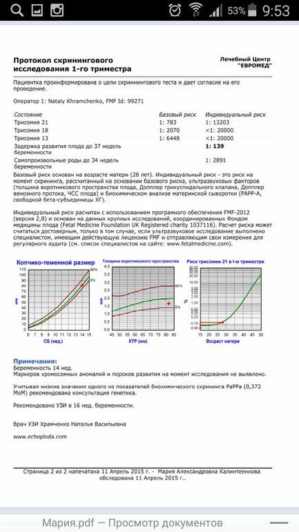 Первый скрининг беременных нормы 82
