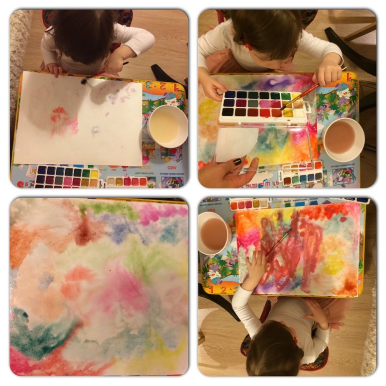 Художка он-лайн. Акварель и полиэтилен.