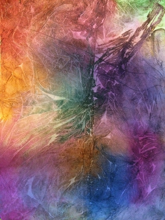 Художка он-лайн. Акварель и полиэтилен.