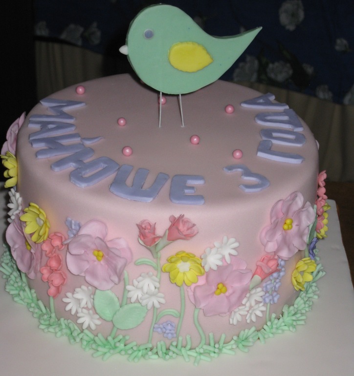 Торт с цветочками для девочки.
