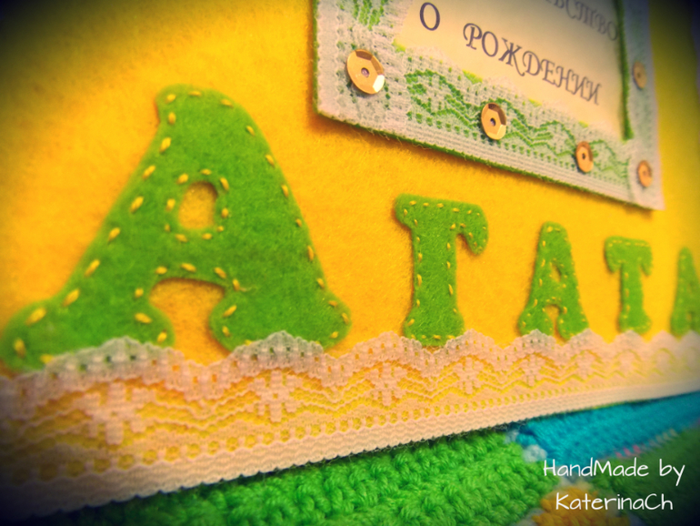 Обложка на Свидетельство о рождении из фетра №2