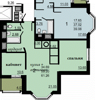 перепланировка двушка новострой И-155 н