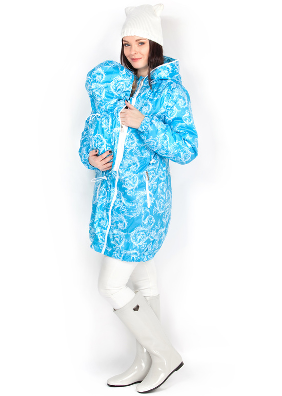 КУПЛЮ - Куртка зимняя 3в1 "Гретта" для беременных и слингоношения - белая с пейсли