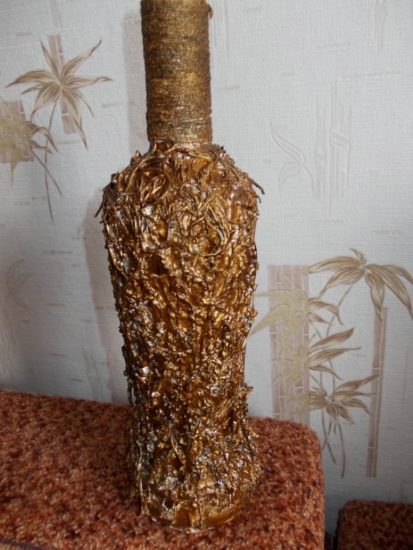 Бутылка в технике "Терра"