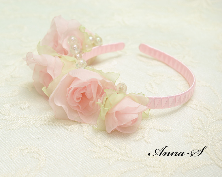 Детский ободочек " Розовая дымка "