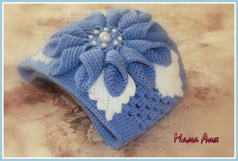 Повтор шапочки "Цветок олеандра" в комплекте с шарфиком