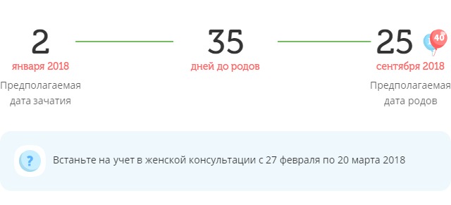 Калькулятор даты родов