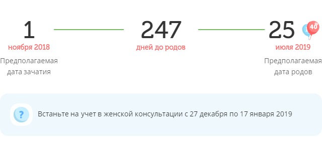 Калькулятор даты родов