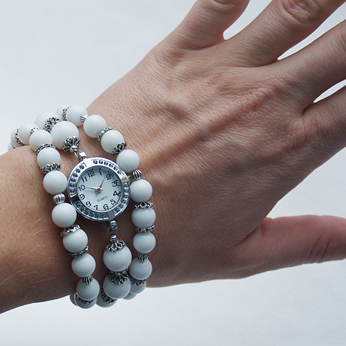 Белоснежный комплект "Шарики белого пломбира" (агат)