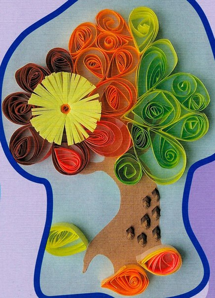 Осенние деревья из цветной бумаги