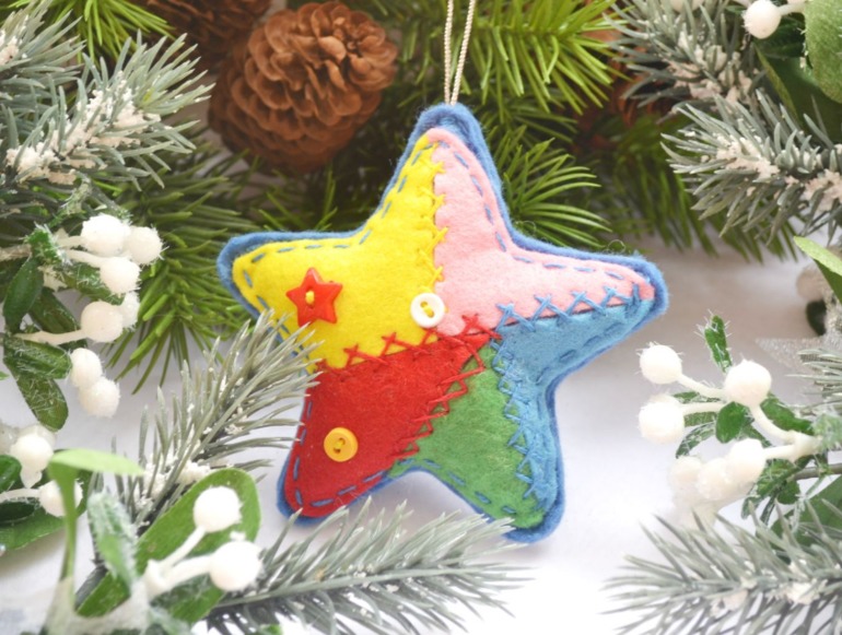 Набор елочных игрушек "Лоскутные"