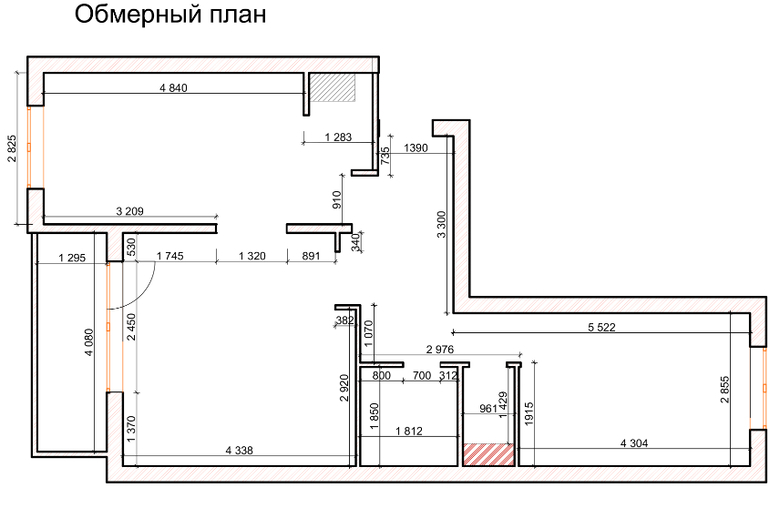 План квартиры с размерами чертеж 2 х комнатная