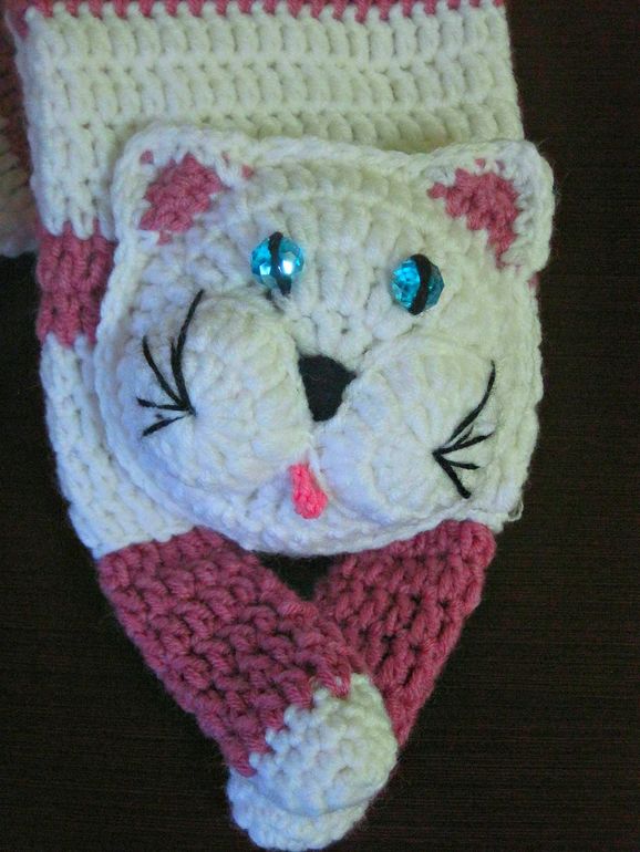 Очень тепленькая шапочка для девочки и котошарфик