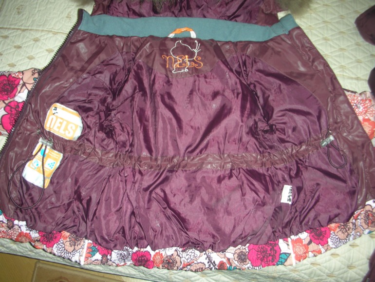 Комлект зимний Нельс NELS, размер 92, на девочку, цветы-вишня