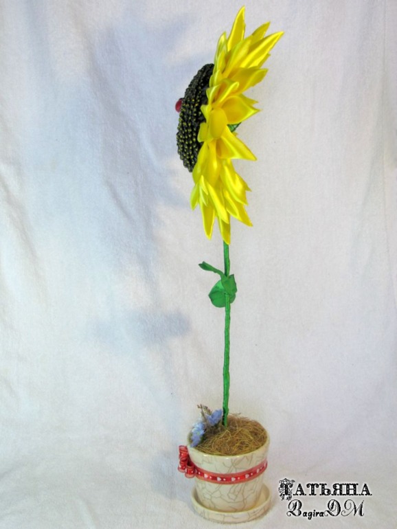 Канзаши-топиарий "Подсолнух"