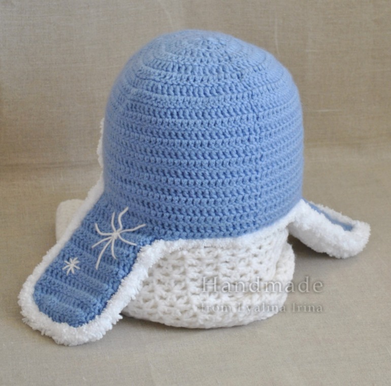 Зимняя шапочка-ушанка Изморозь (по описанию Марины Трикоз)