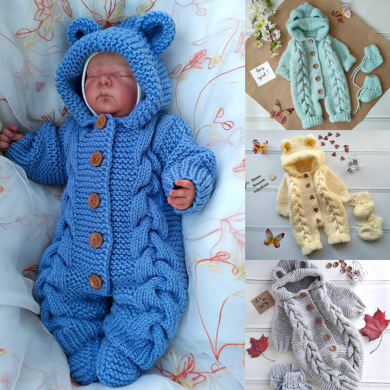Вязаные костюмы для новорожденных (78 фото)