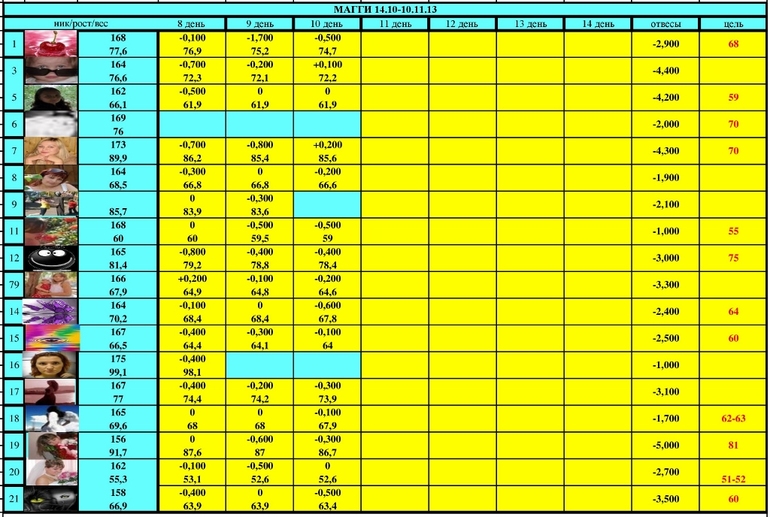 МАГГИ старт 14.10-10.11.13 (12 день)