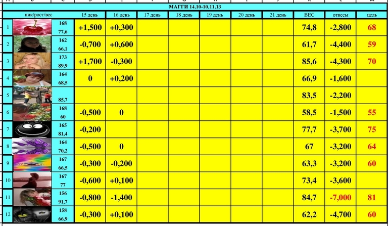 МАГГИ старт 14.10-10.11.13 (17 день)