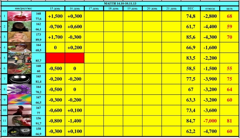 МАГГИ старт 14.10-10.11.13 (18 день)