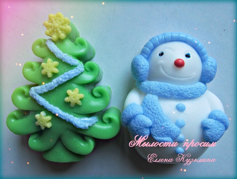 Мыльный набор Снеговик с елкой