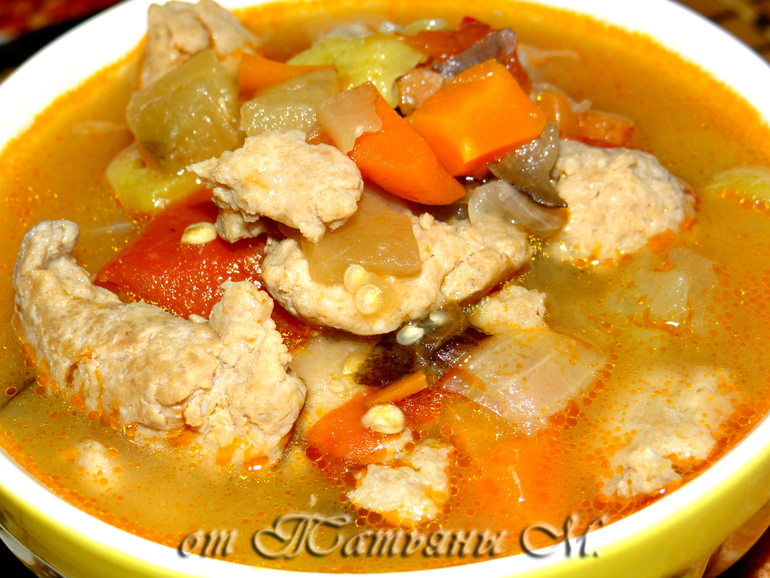 Подлива горчичная с фаршем и овощами...)))