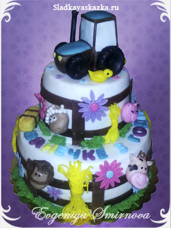 Торт ферма с трактором