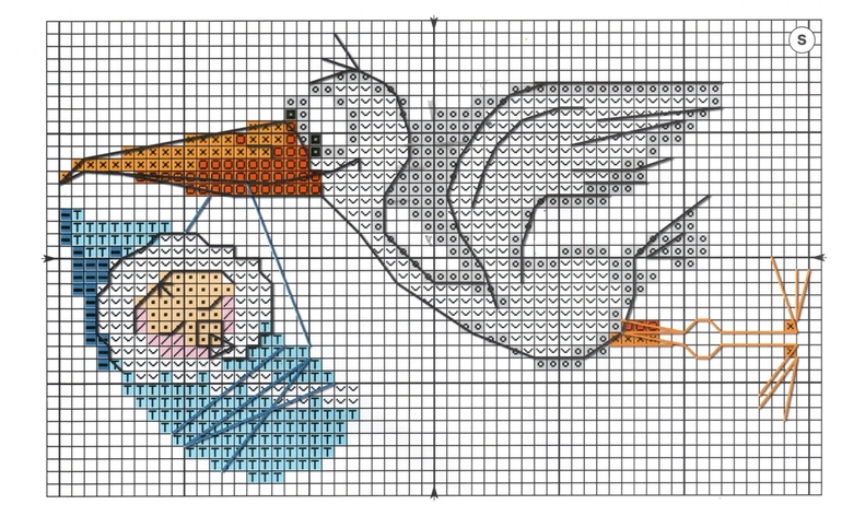 Аист с младенцем вышивка крестиком схема