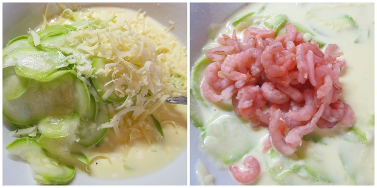Киш творожный с кабачками и креветками