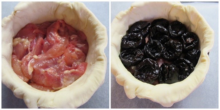 Мини-пирог с курицей и черносливом